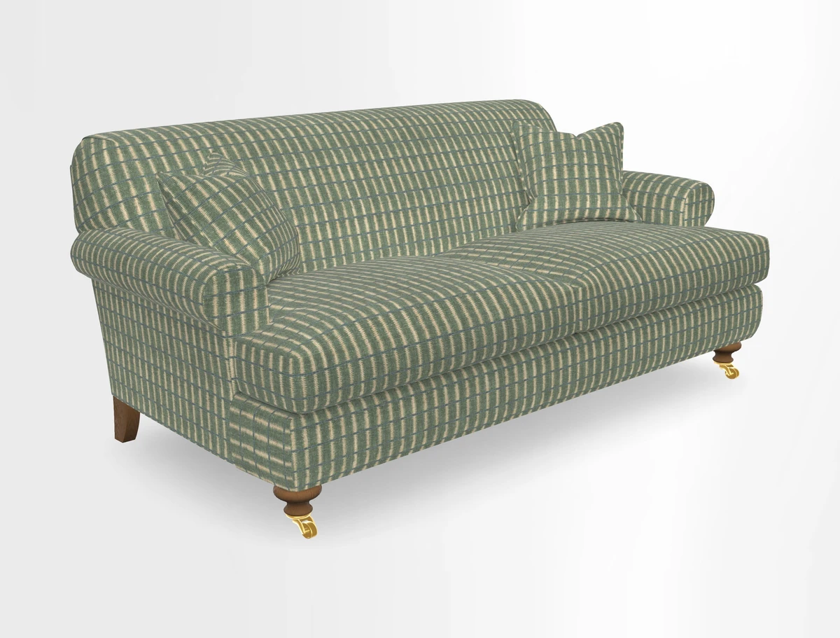 Hampton 3 Seater Sofa in V&A Threads of India Opulent Velvets Regal Poppy Chalk