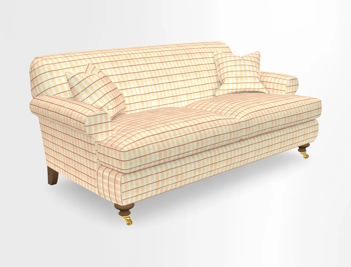 Hampton 3 Seater Sofa in V&A Threads of India Opulent Velvets Regal Poppy Chalk