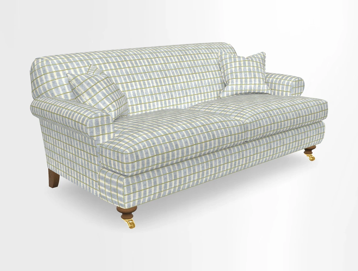 Hampton 3 Seater Sofa in V&A Threads of India Opulent Velvets Regal Poppy Chalk