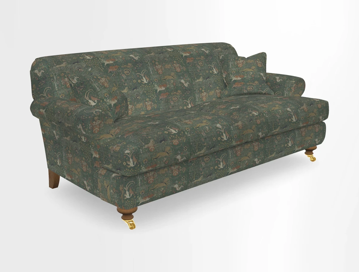 Hampton 3 Seater Sofa in V&A Threads of India Opulent Velvets Regal Poppy Chalk