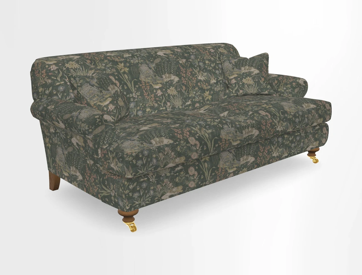 Hampton 3 Seater Sofa in V&A Threads of India Opulent Velvets Regal Poppy Chalk