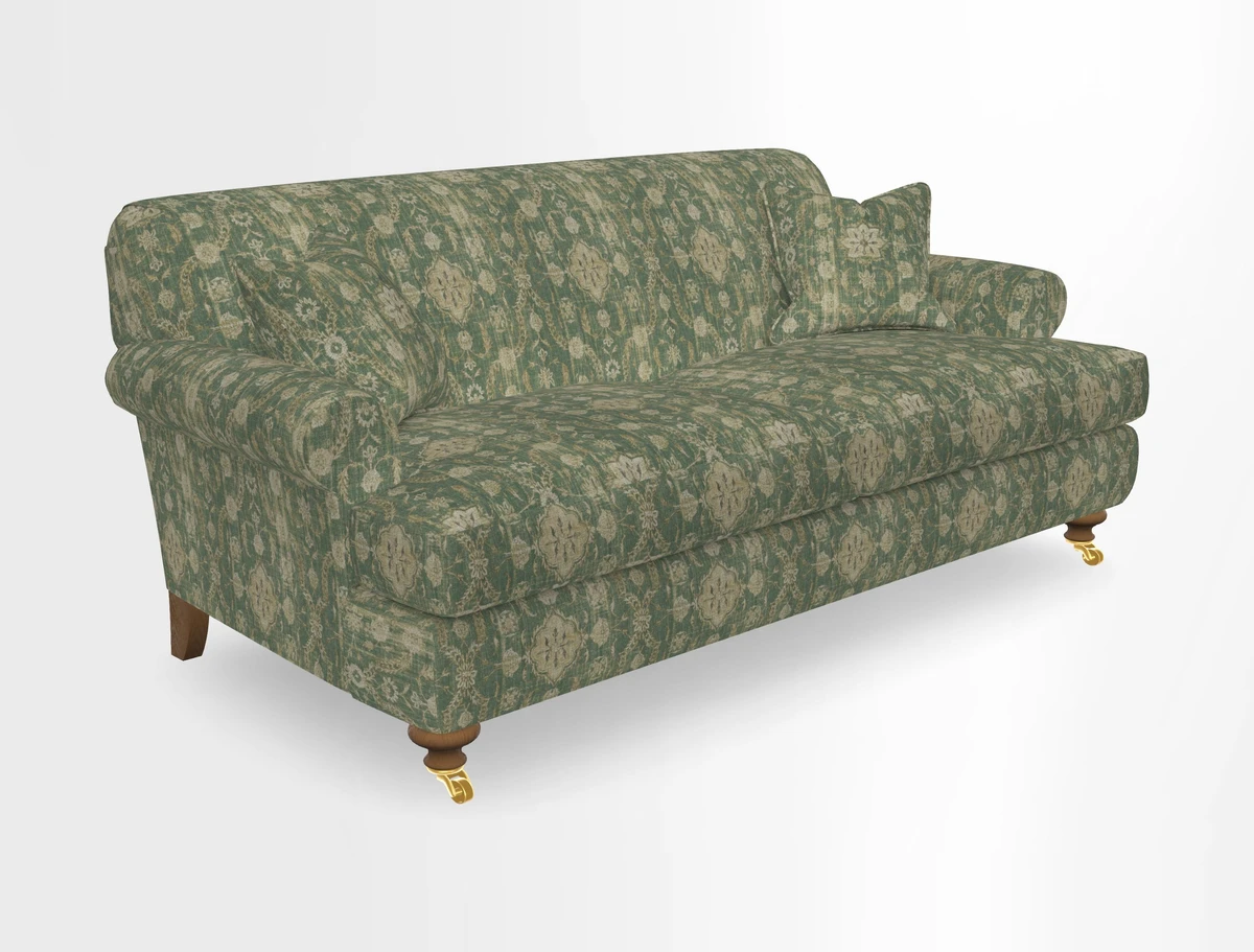 Hampton 3 Seater Sofa in V&A Threads of India Opulent Velvets Regal Poppy Chalk
