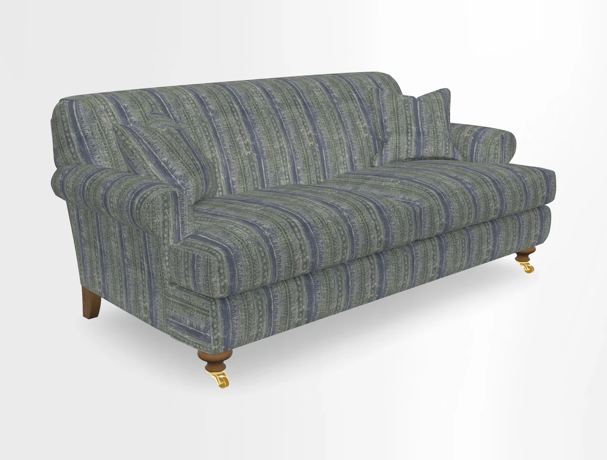 Hampton 3 Seater Sofa in V&A Threads of India Opulent Velvets Regal Poppy Chalk