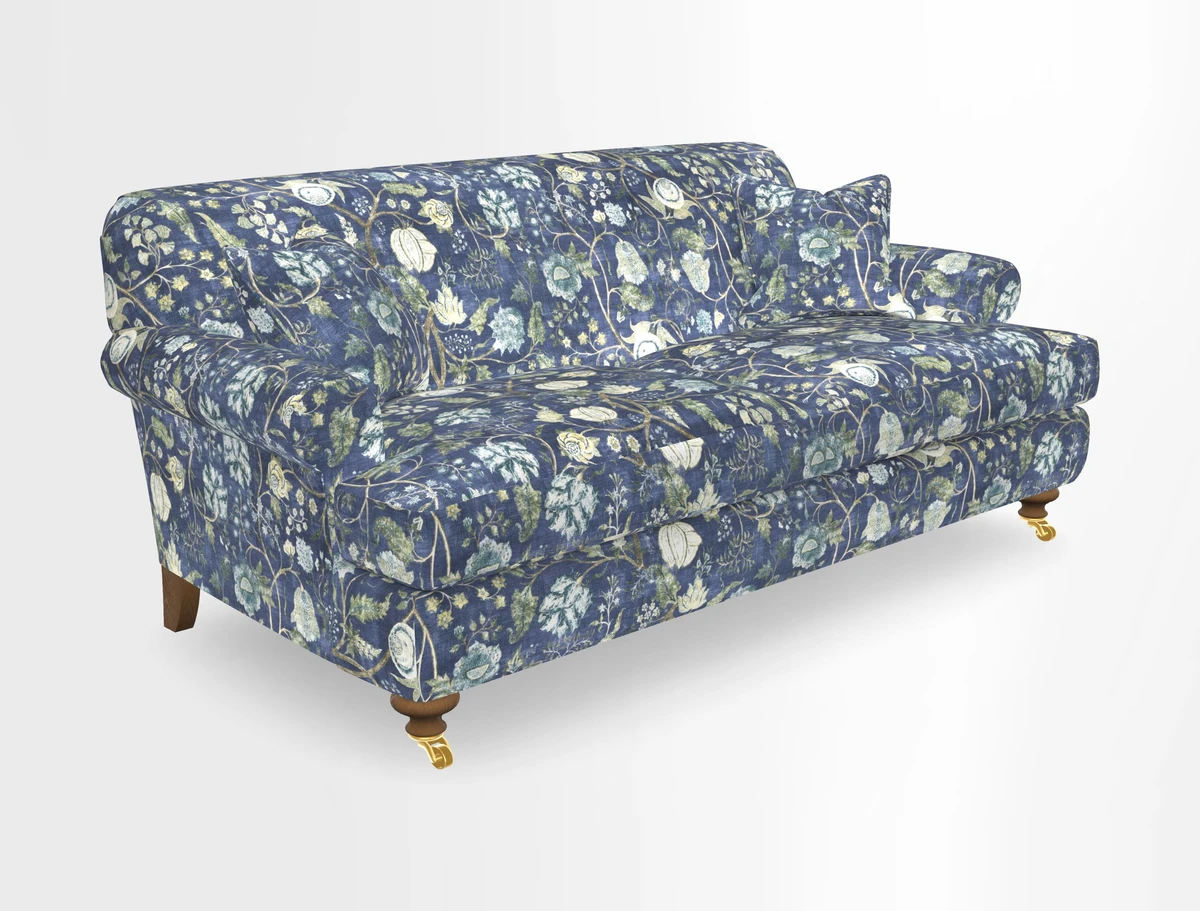 Hampton 3 Seater Sofa in V&A Threads of India Opulent Velvets Regal Poppy Chalk