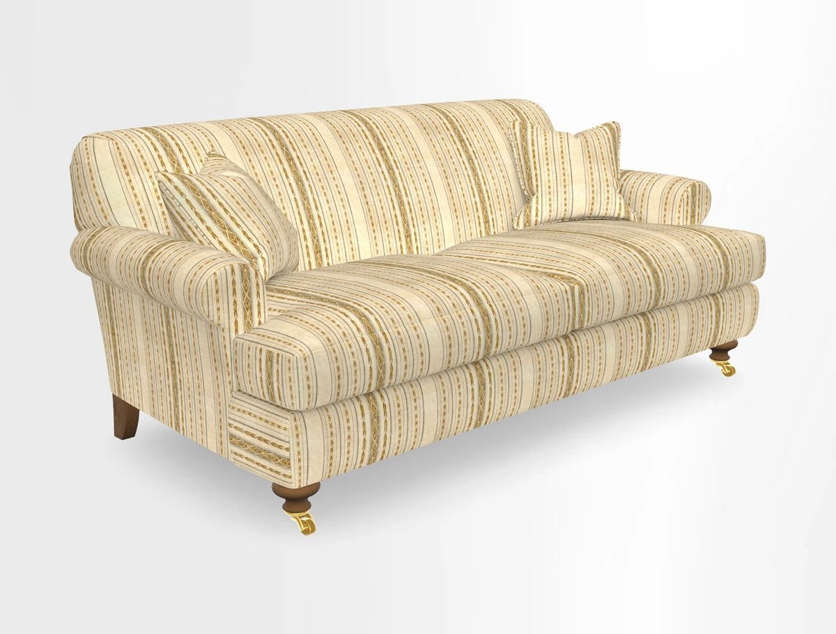 Hampton 3 Seater Sofa in V&A Threads of India Opulent Velvets Regal Poppy Chalk