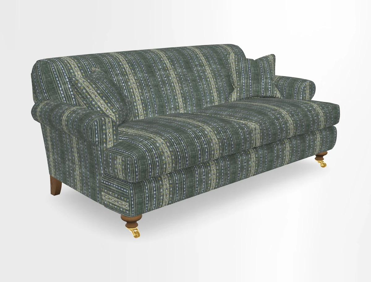 Hampton 3 Seater Sofa in V&A Threads of India Opulent Velvets Regal Poppy Chalk