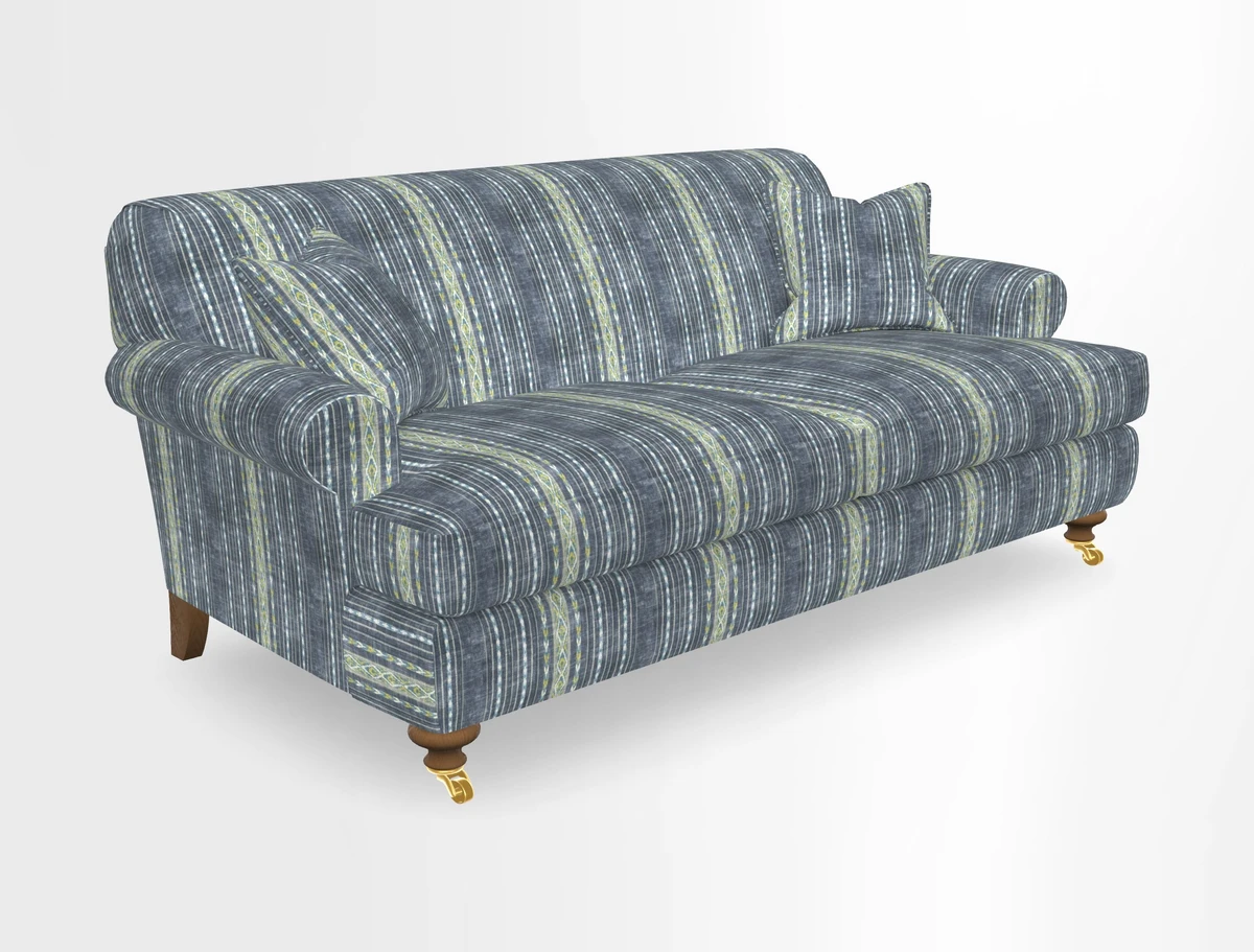 Hampton 3 Seater Sofa in V&A Threads of India Opulent Velvets Regal Poppy Chalk