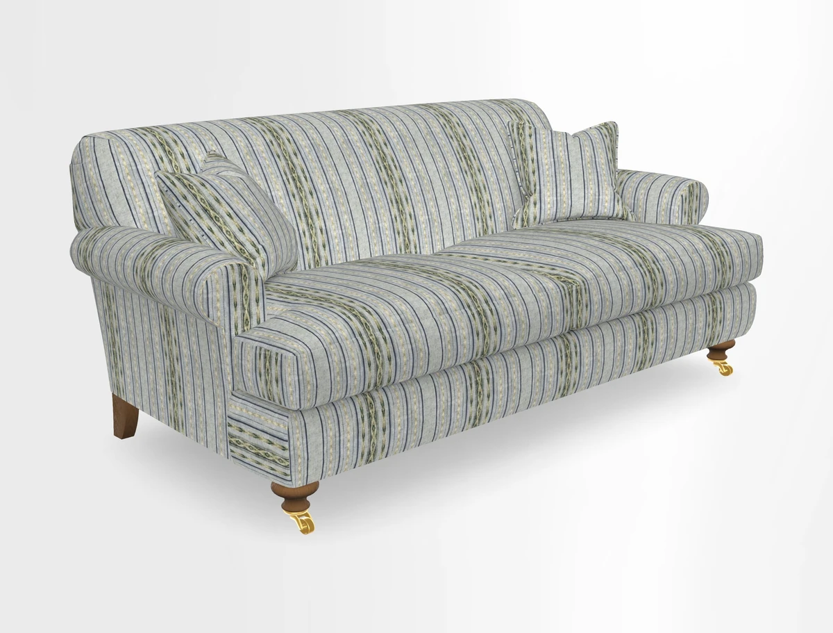Hampton 3 Seater Sofa in V&A Threads of India Opulent Velvets Regal Poppy Chalk