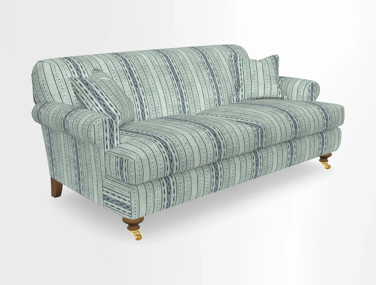 Hampton 3 Seater Sofa in V&A Threads of India Opulent Velvets Regal Poppy Chalk