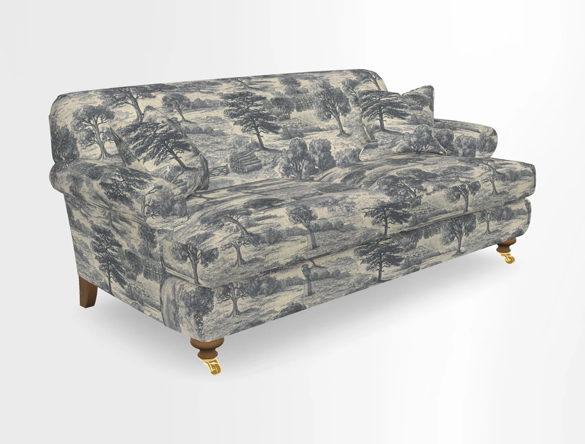 Hampton 3 Seater Sofa in V&A Threads of India Opulent Velvets Regal Poppy Chalk