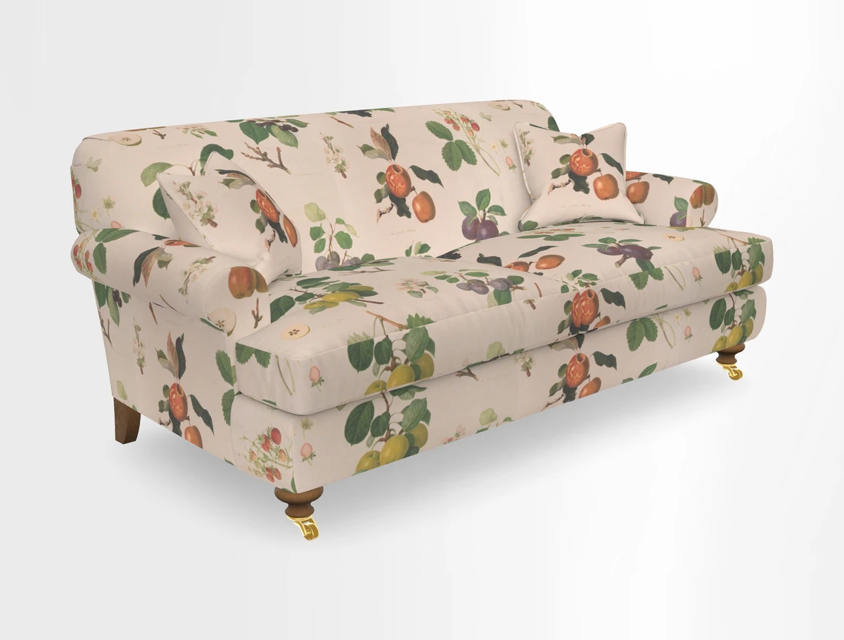 Hampton 3 Seater Sofa in V&A Threads of India Opulent Velvets Regal Poppy Chalk
