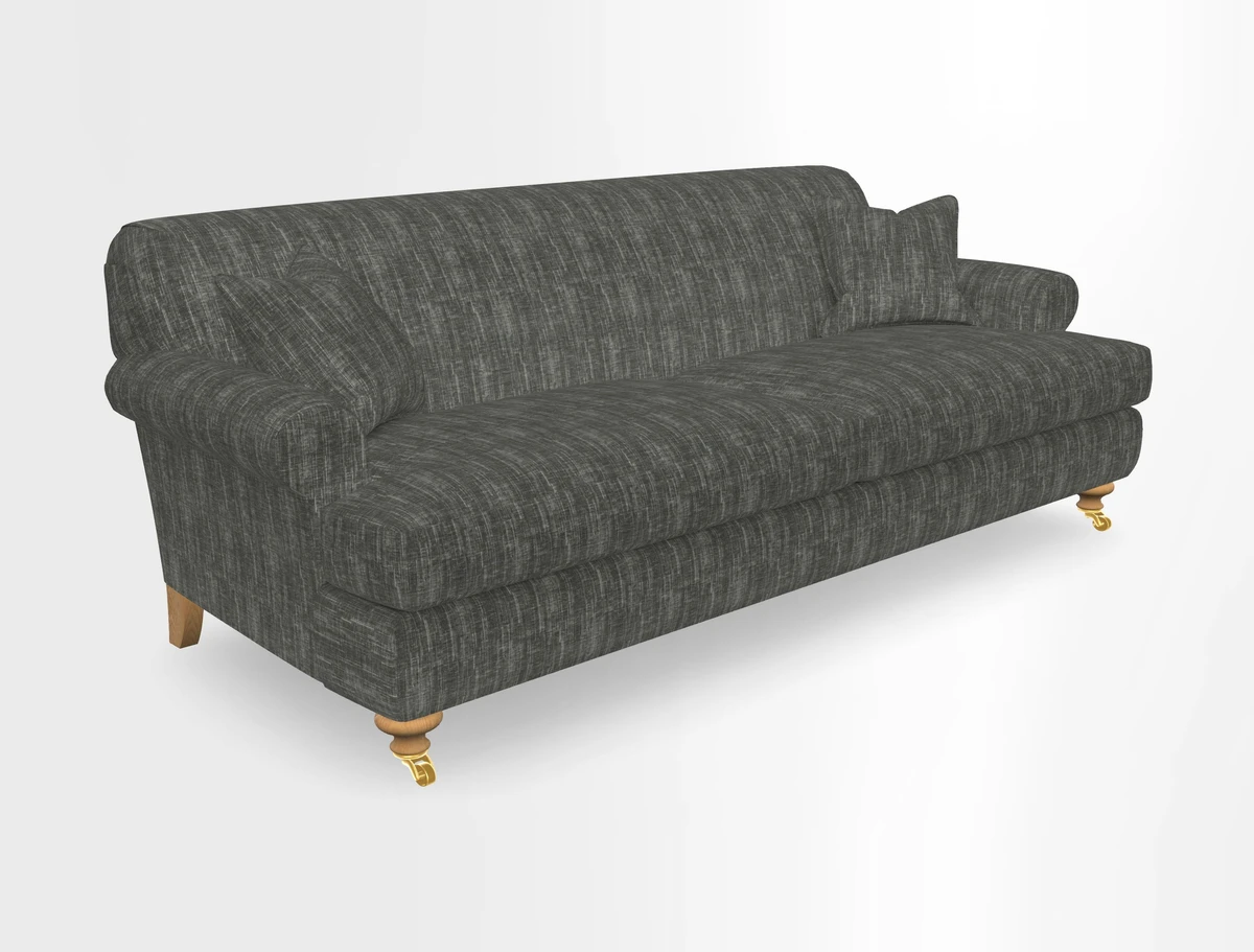 Hampton 3 Seater Sofa in V&A Threads of India Opulent Velvets Regal Poppy Chalk