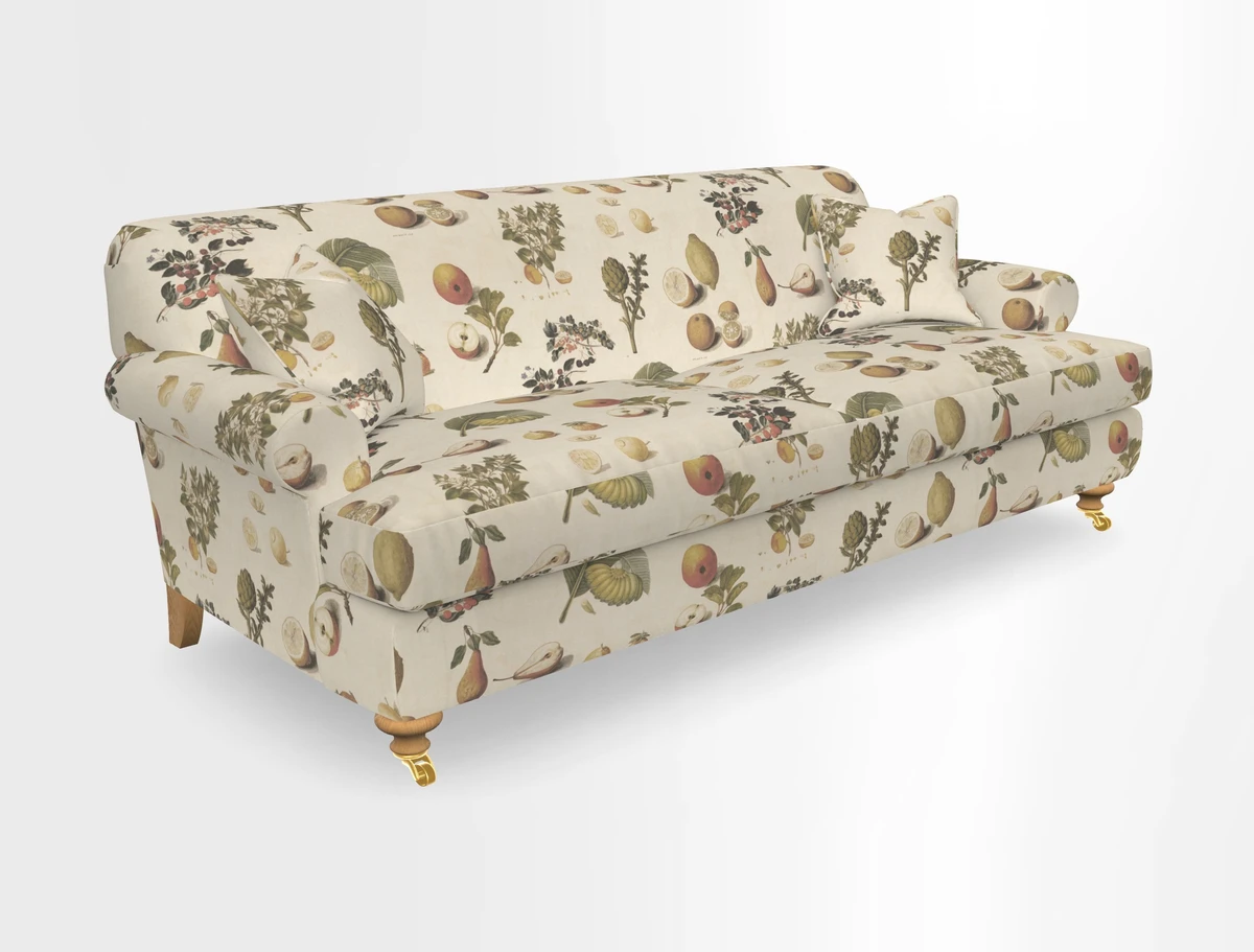Hampton 3 Seater Sofa in V&A Threads of India Opulent Velvets Regal Poppy Chalk