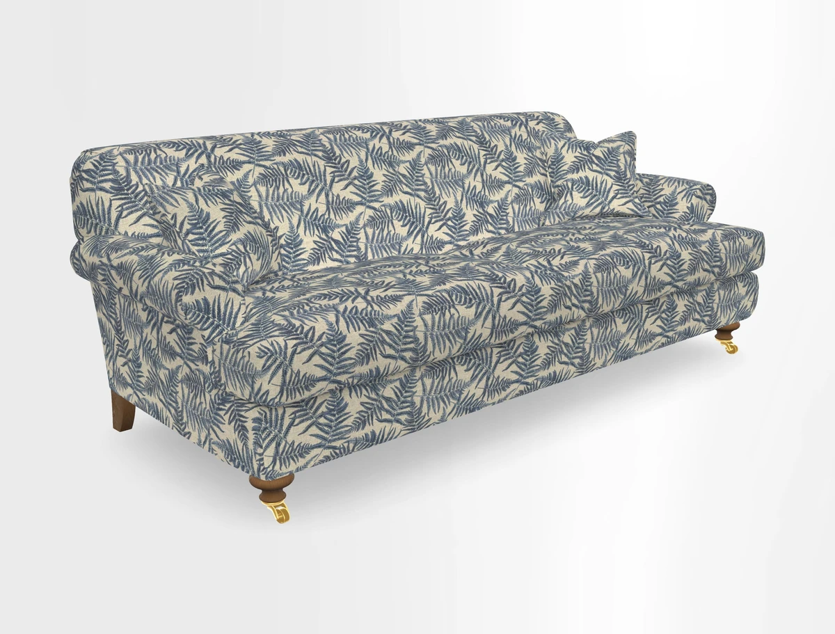 Hampton 3 Seater Sofa in V&A Threads of India Opulent Velvets Regal Poppy Chalk