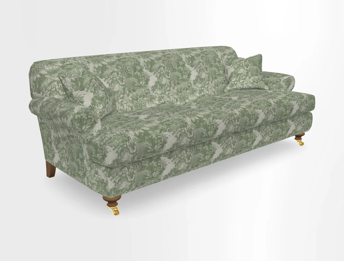 Hampton 3 Seater Sofa in V&A Threads of India Opulent Velvets Regal Poppy Chalk