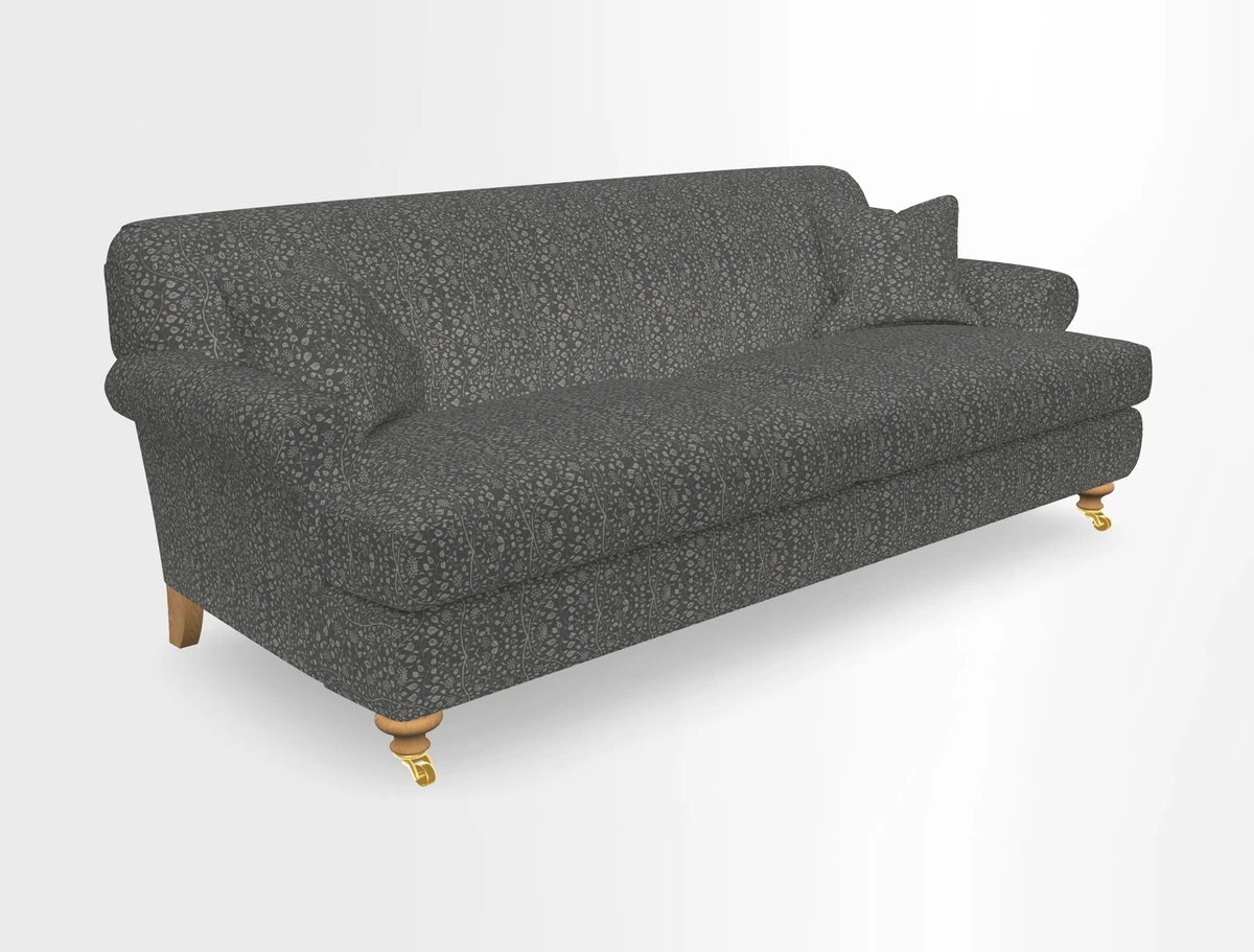 Hampton 3 Seater Sofa in V&A Threads of India Opulent Velvets Regal Poppy Chalk