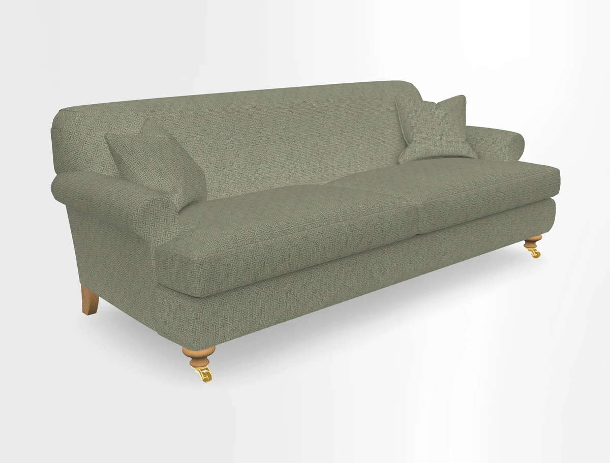 Hampton 3 Seater Sofa in V&A Threads of India Opulent Velvets Regal Poppy Chalk