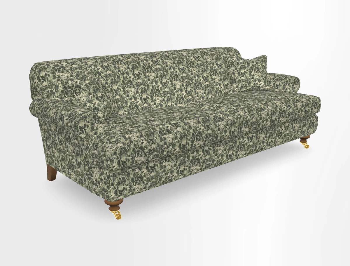 Hampton 3 Seater Sofa in V&A Threads of India Opulent Velvets Regal Poppy Chalk