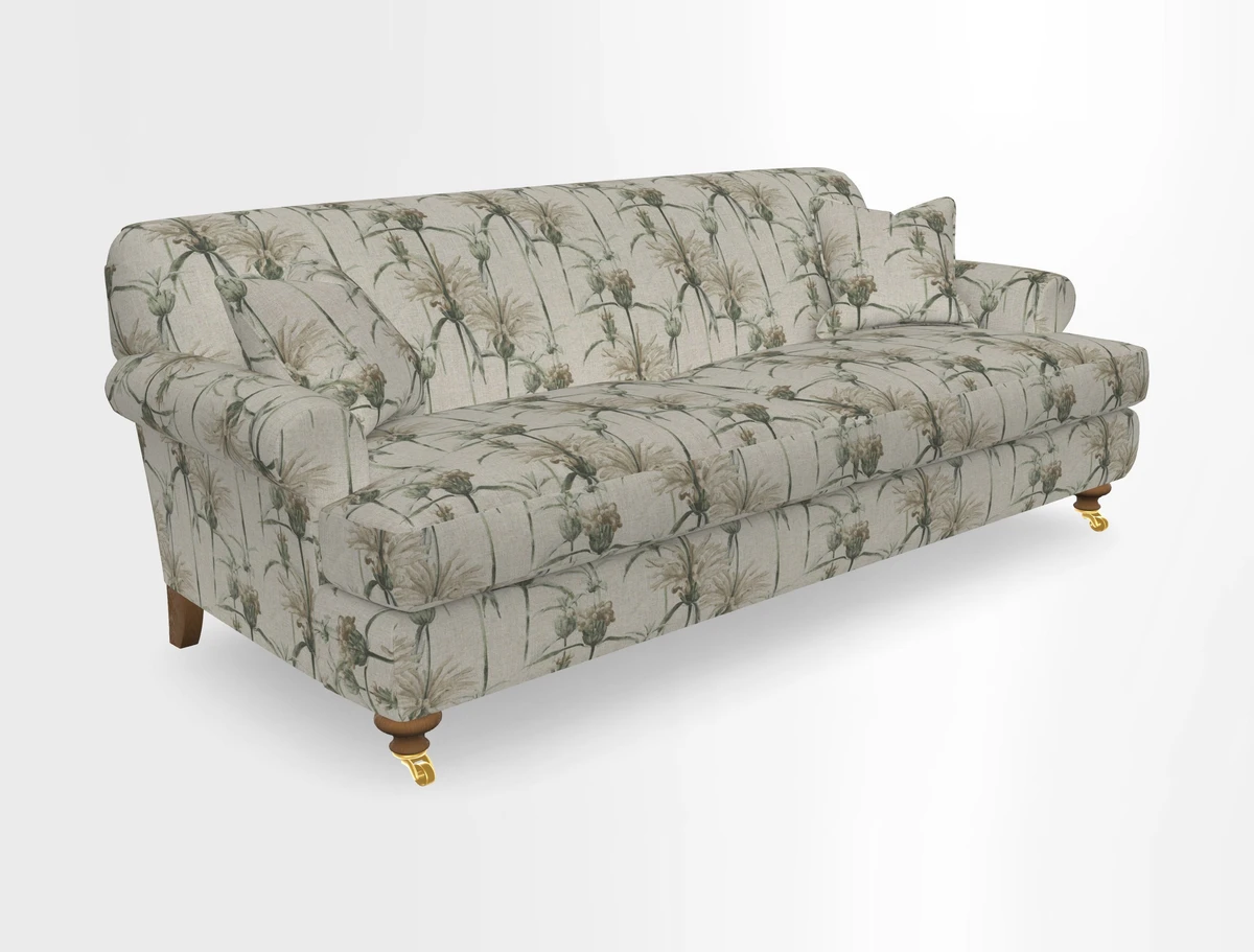 Hampton 3 Seater Sofa in V&A Threads of India Opulent Velvets Regal Poppy Chalk