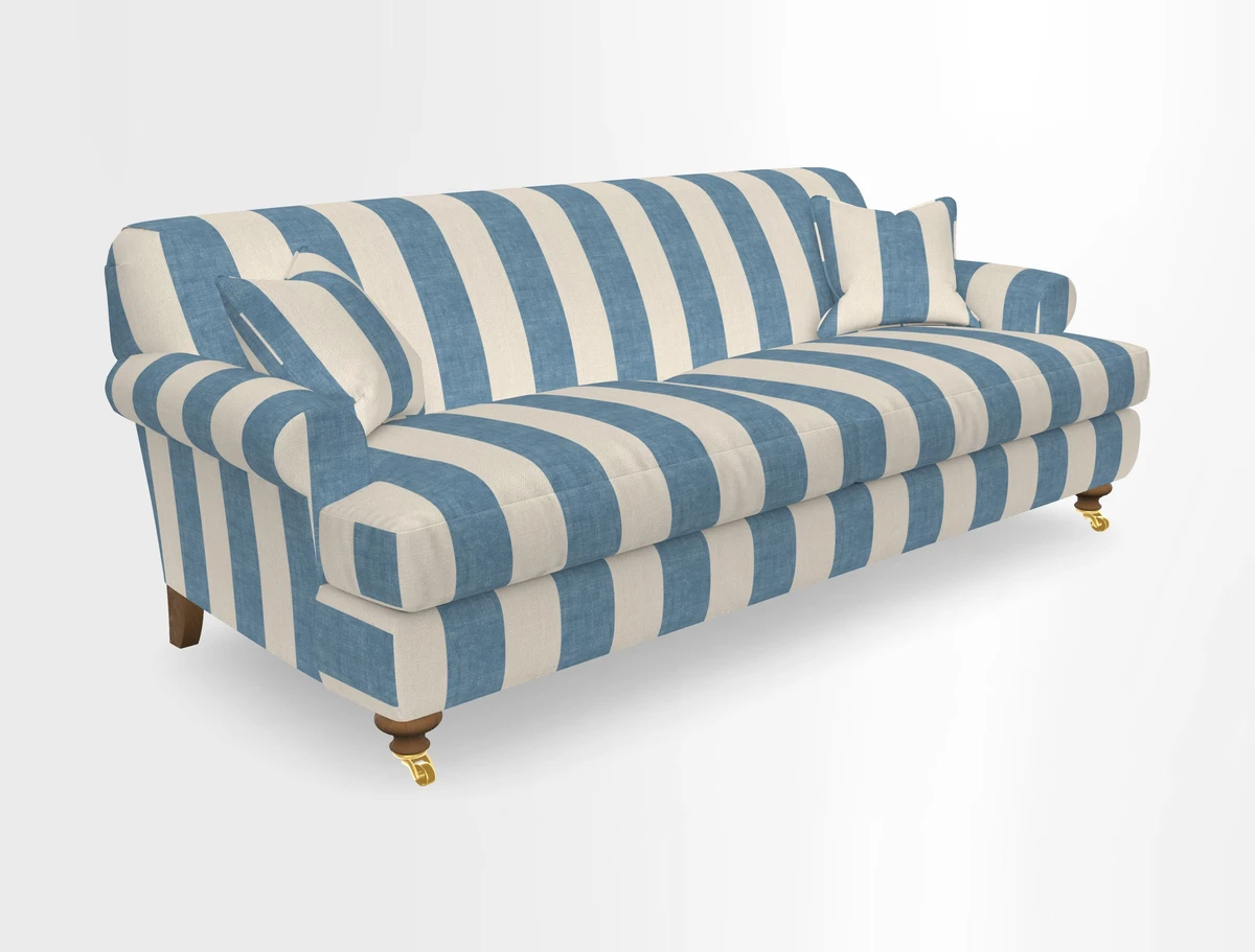 Hampton 3 Seater Sofa in V&A Threads of India Opulent Velvets Regal Poppy Chalk