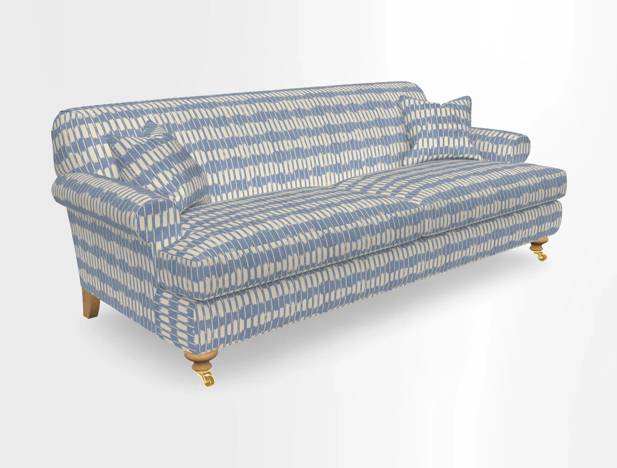 Hampton 3 Seater Sofa in V&A Threads of India Opulent Velvets Regal Poppy Chalk