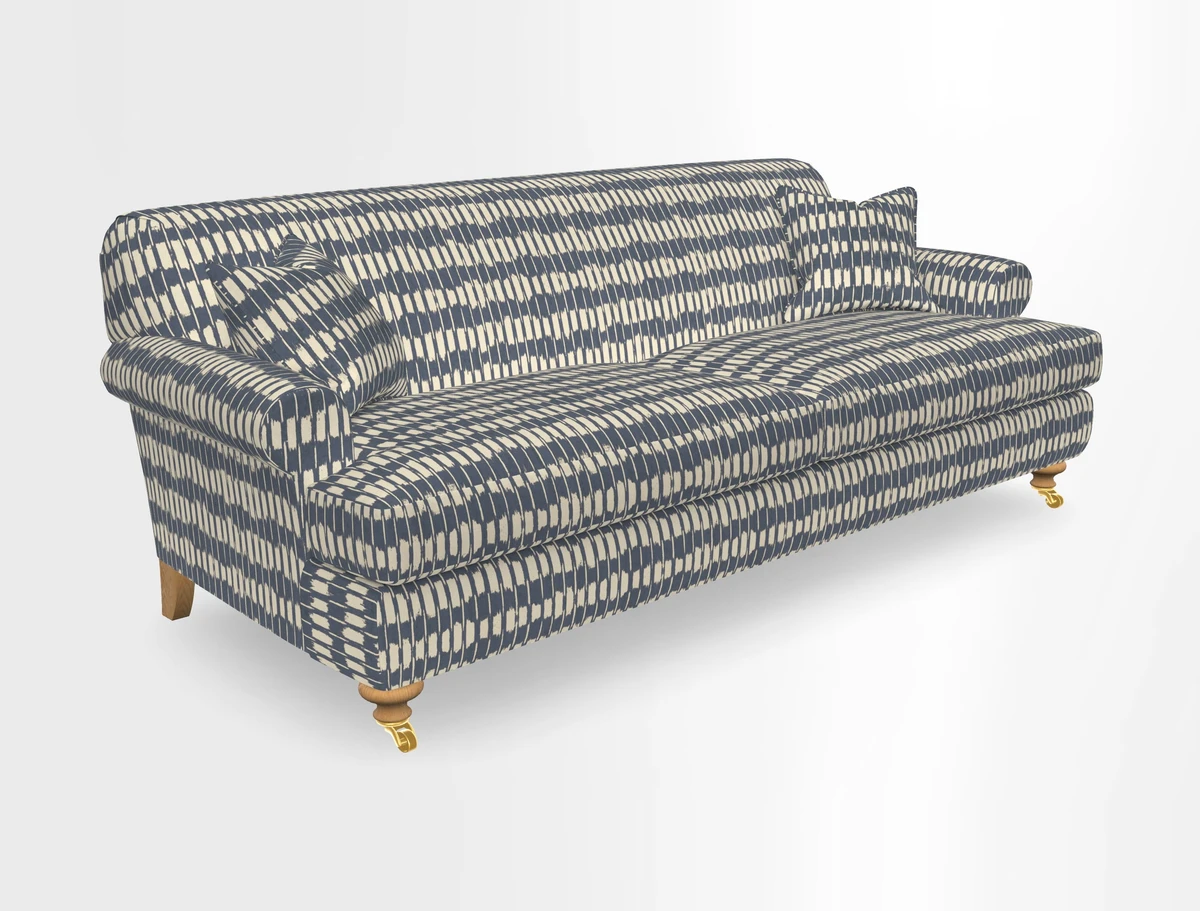 Hampton 3 Seater Sofa in V&A Threads of India Opulent Velvets Regal Poppy Chalk