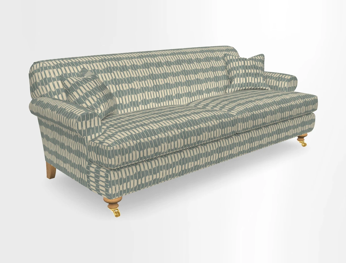 Hampton 3 Seater Sofa in V&A Threads of India Opulent Velvets Regal Poppy Chalk