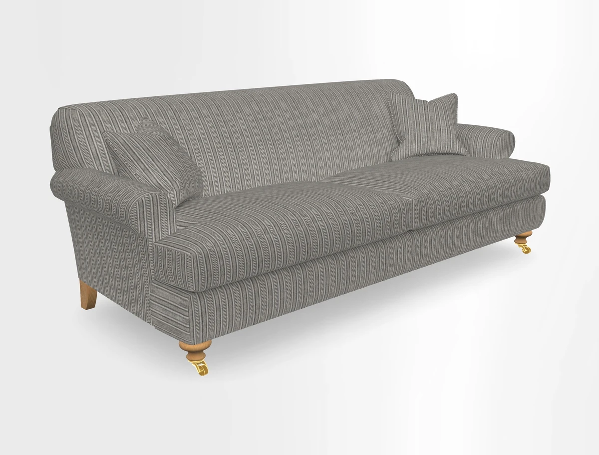 Hampton 3 Seater Sofa in V&A Threads of India Opulent Velvets Regal Poppy Chalk