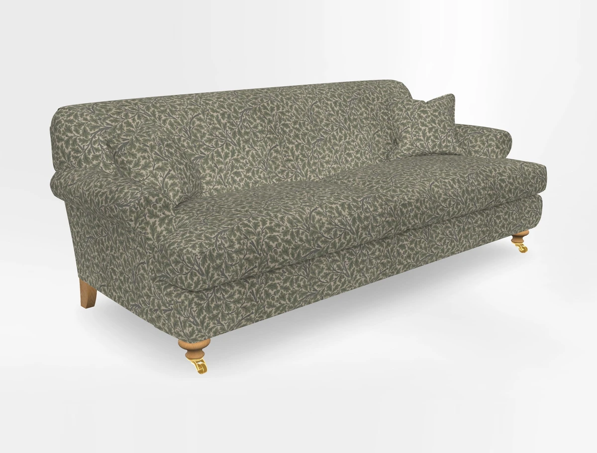 Hampton 3 Seater Sofa in V&A Threads of India Opulent Velvets Regal Poppy Chalk