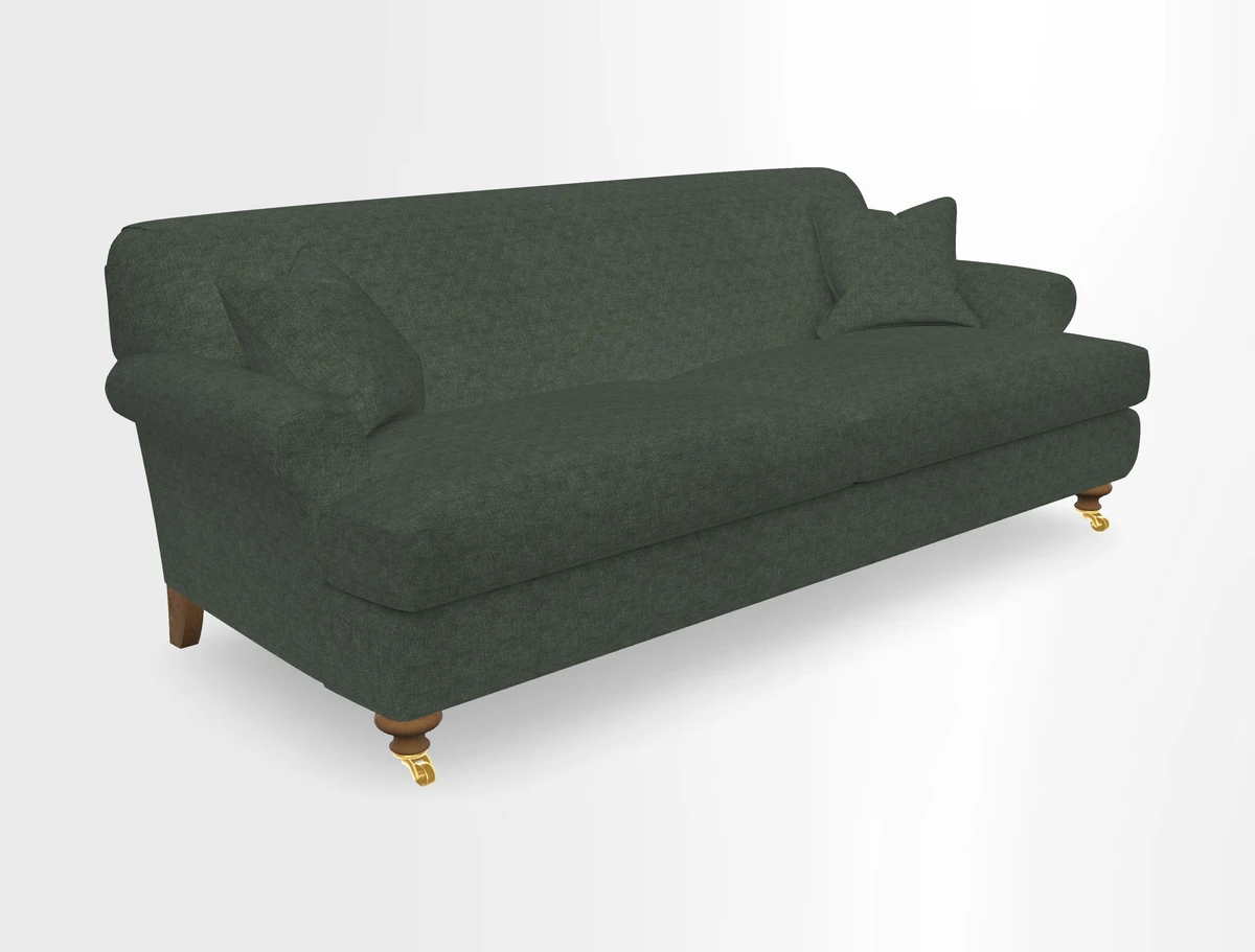 Hampton 3 Seater Sofa in V&A Threads of India Opulent Velvets Regal Poppy Chalk