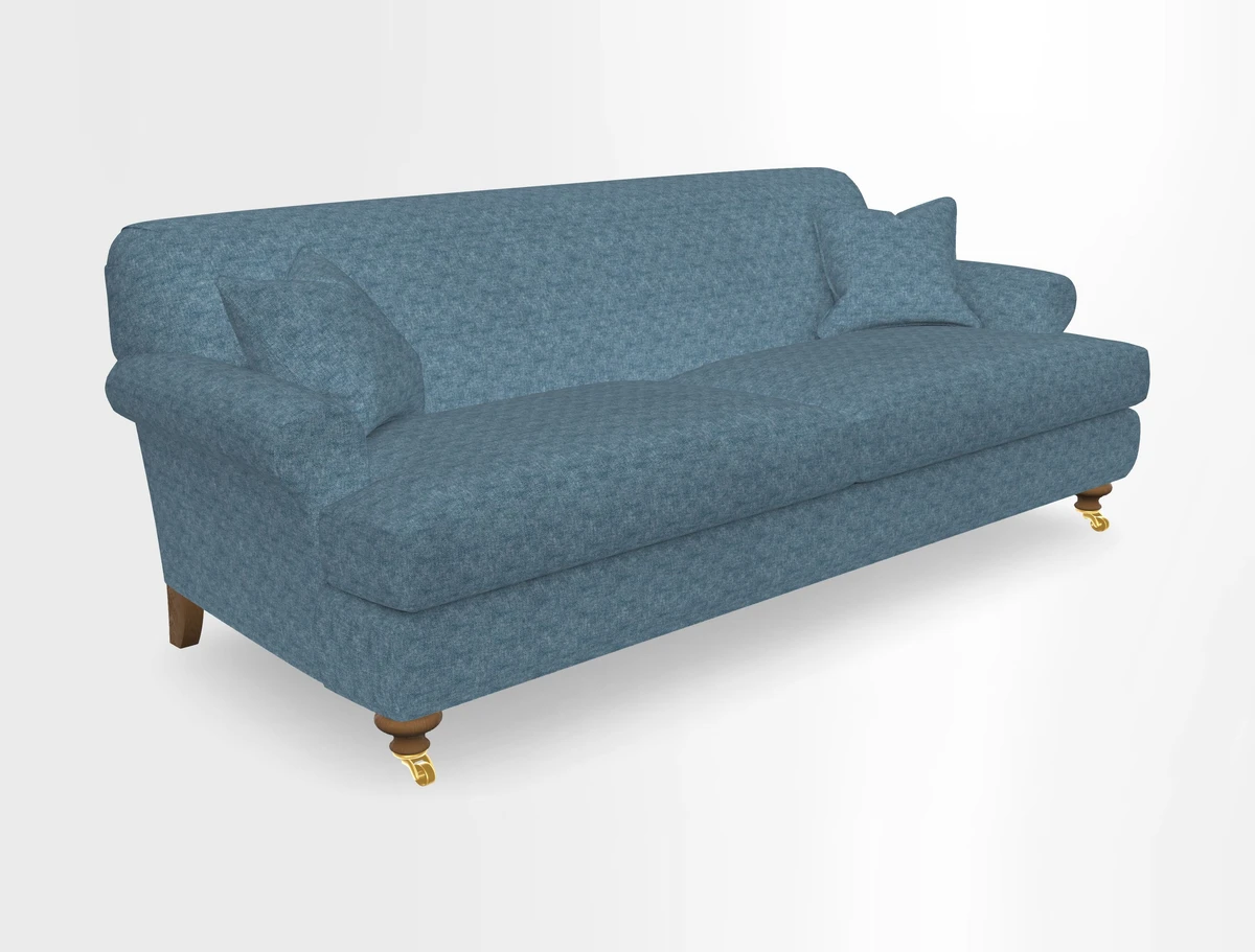 Hampton 3 Seater Sofa in V&A Threads of India Opulent Velvets Regal Poppy Chalk