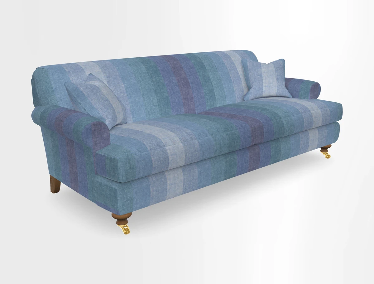 Hampton 3 Seater Sofa in V&A Threads of India Opulent Velvets Regal Poppy Chalk