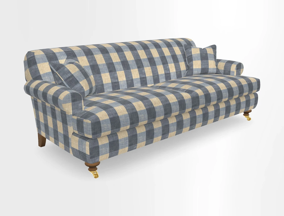 Hampton 3 Seater Sofa in V&A Threads of India Opulent Velvets Regal Poppy Chalk
