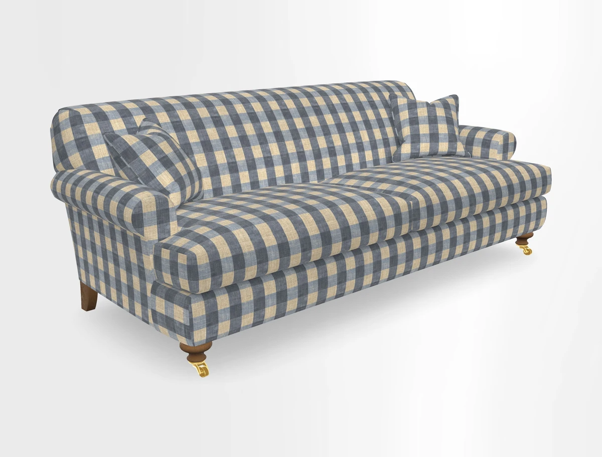 Hampton 3 Seater Sofa in V&A Threads of India Opulent Velvets Regal Poppy Chalk