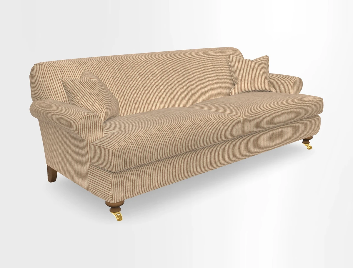 Hampton 3 Seater Sofa in V&A Threads of India Opulent Velvets Regal Poppy Chalk