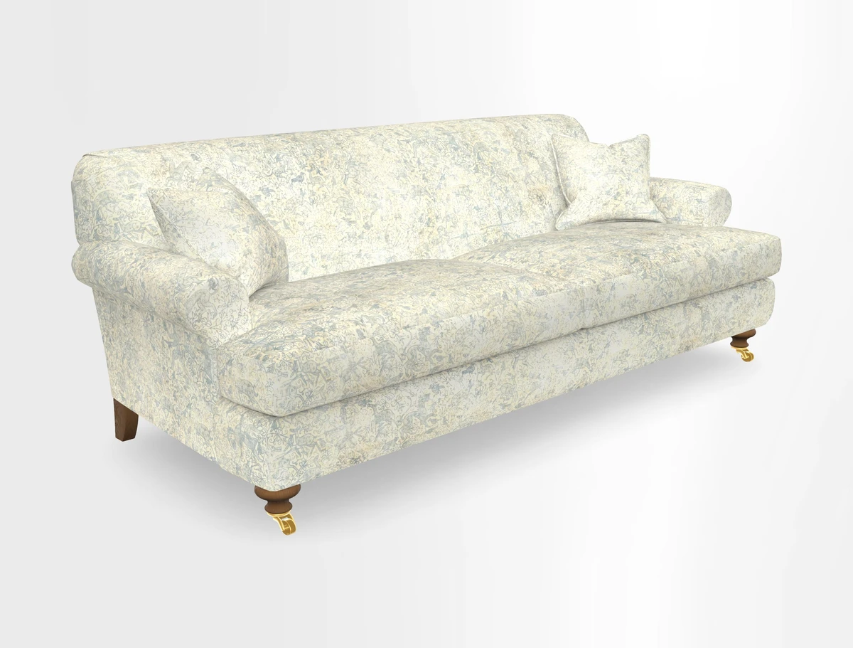 Hampton 3 Seater Sofa in V&A Threads of India Opulent Velvets Regal Poppy Chalk
