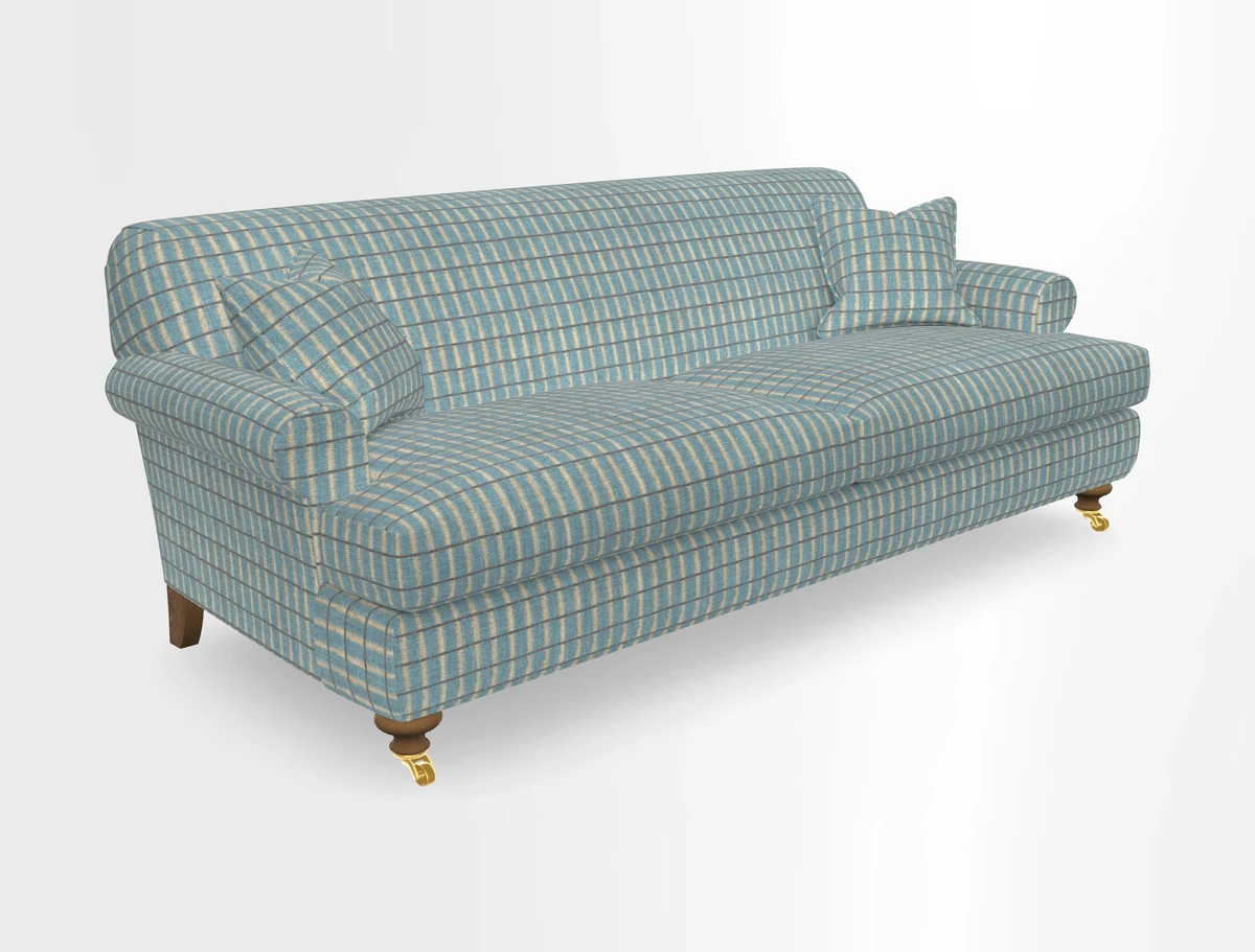 Hampton 3 Seater Sofa in V&A Threads of India Opulent Velvets Regal Poppy Chalk