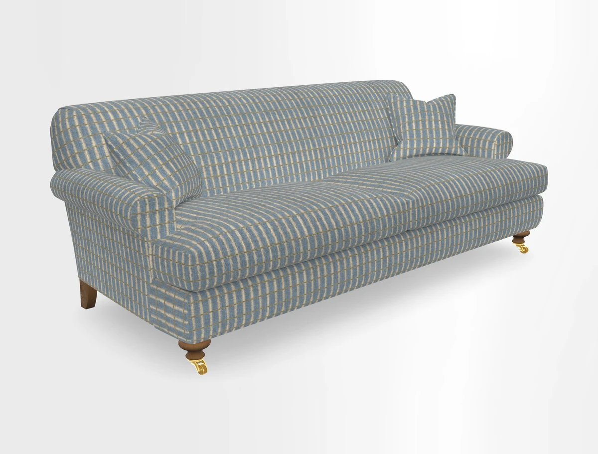 Hampton 3 Seater Sofa in V&A Threads of India Opulent Velvets Regal Poppy Chalk