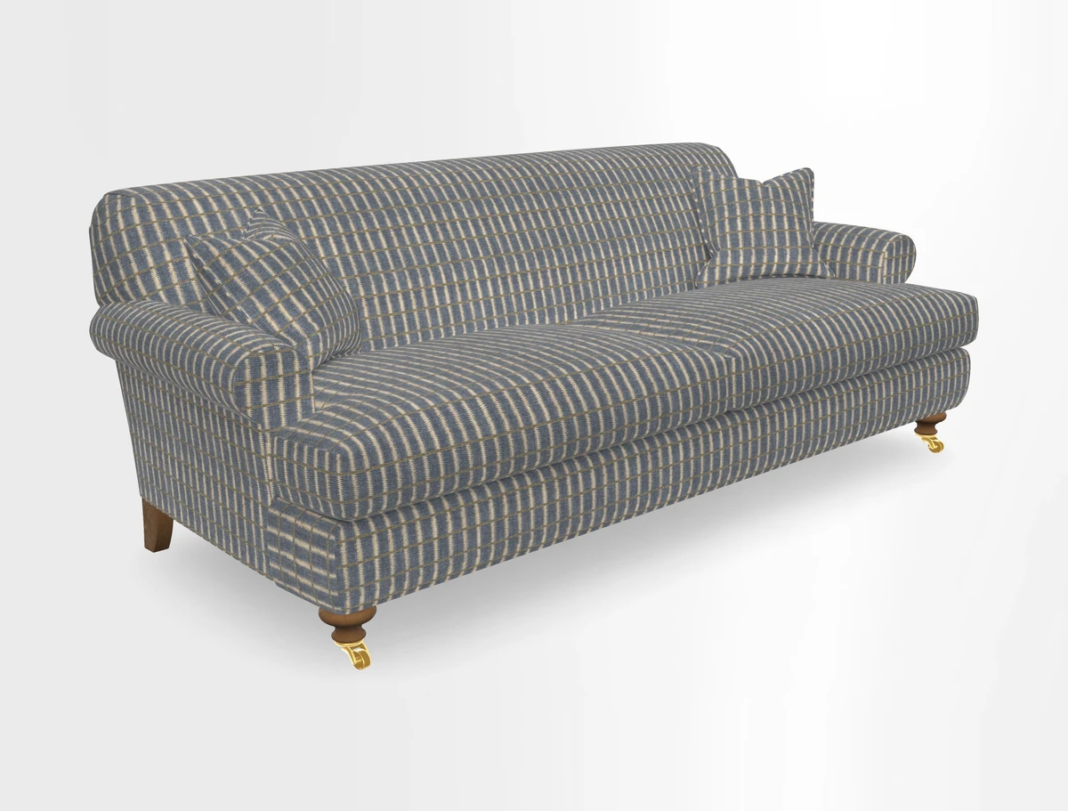 Hampton 3 Seater Sofa in V&A Threads of India Opulent Velvets Regal Poppy Chalk