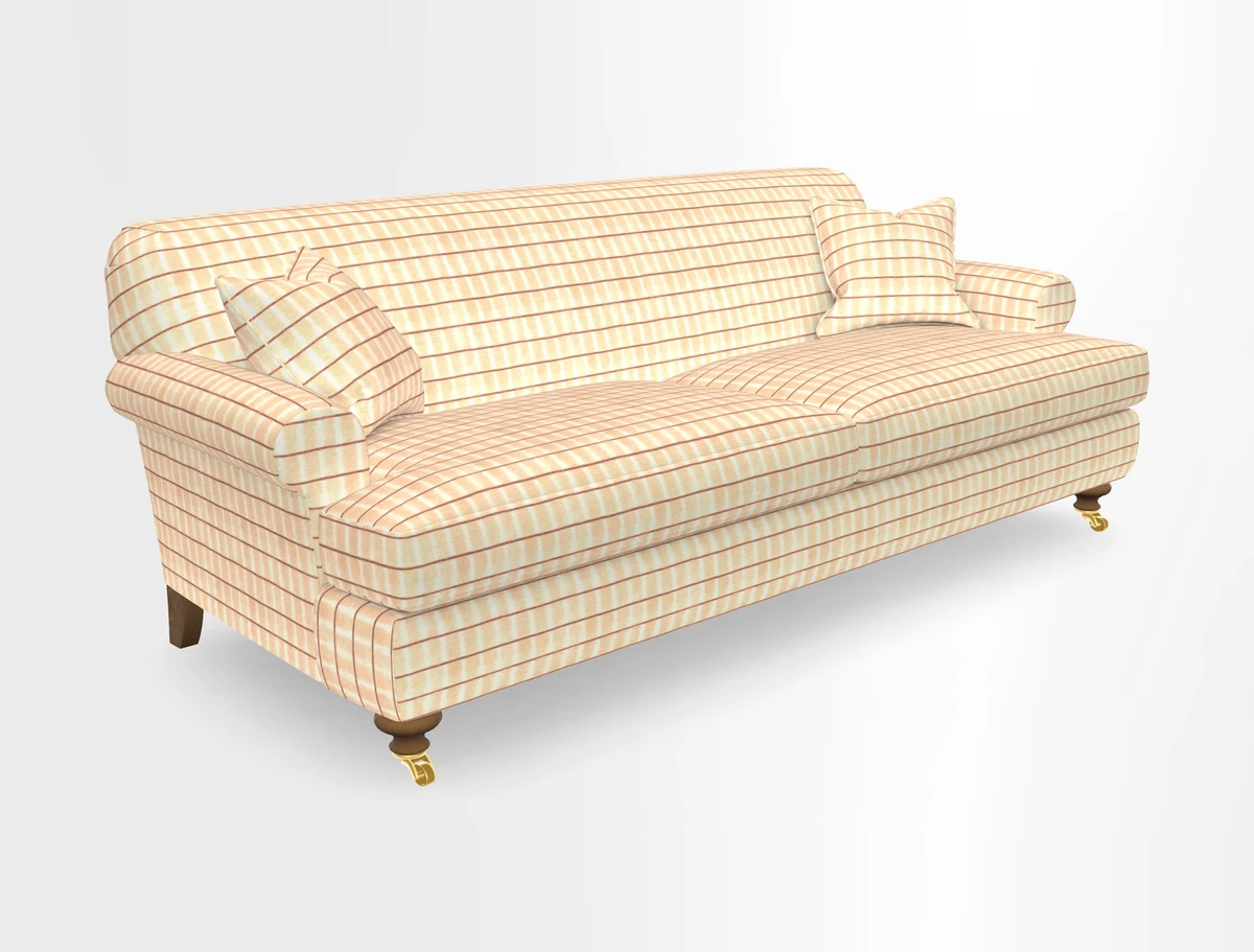Hampton 3 Seater Sofa in V&A Threads of India Opulent Velvets Regal Poppy Chalk