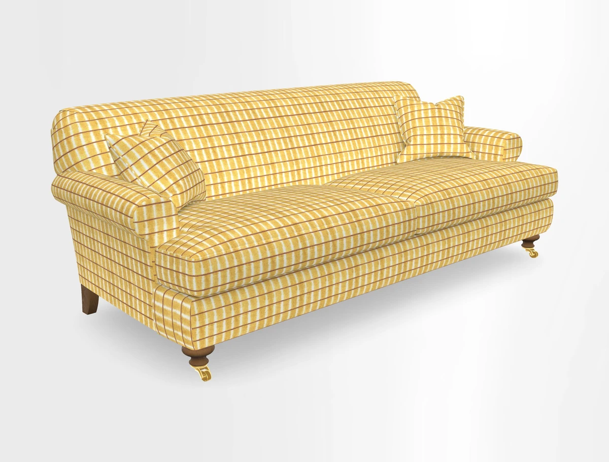 Hampton 3 Seater Sofa in V&A Threads of India Opulent Velvets Regal Poppy Chalk