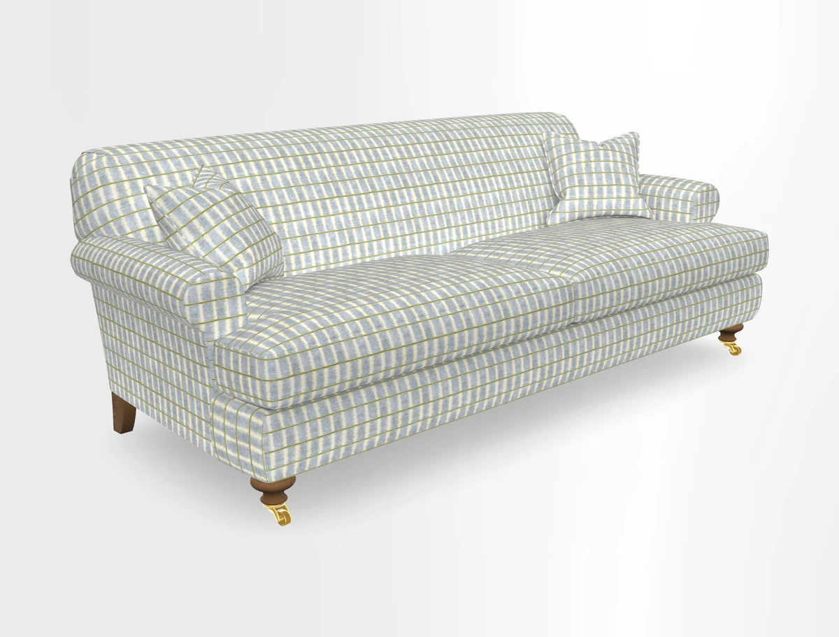 Hampton 3 Seater Sofa in V&A Threads of India Opulent Velvets Regal Poppy Chalk