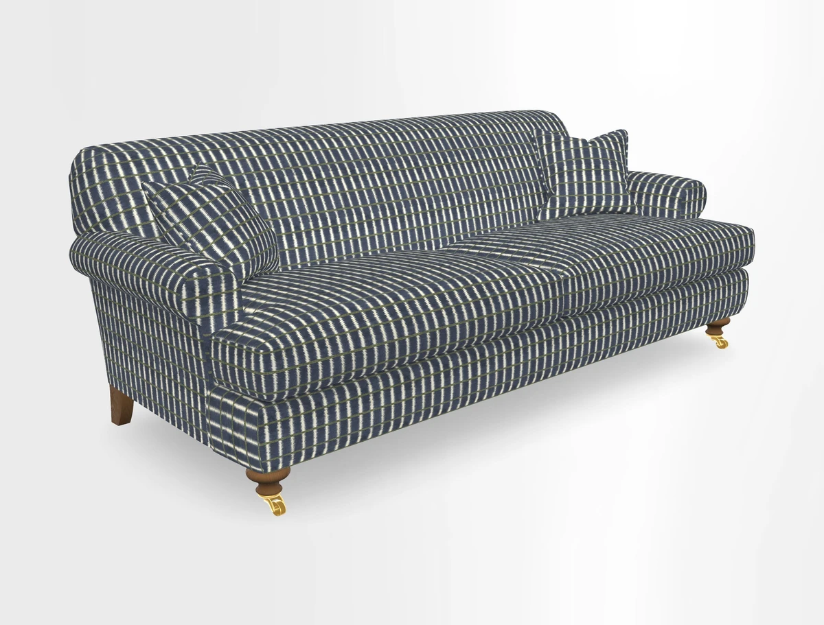 Hampton 3 Seater Sofa in V&A Threads of India Opulent Velvets Regal Poppy Chalk