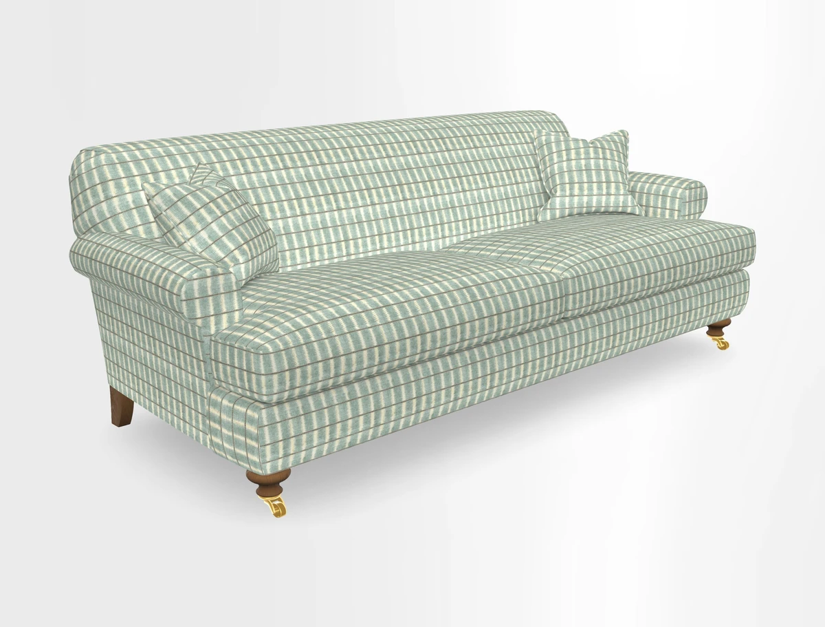 Hampton 3 Seater Sofa in V&A Threads of India Opulent Velvets Regal Poppy Chalk