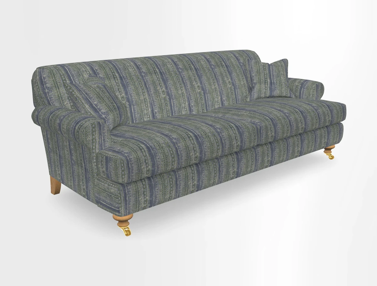 Hampton 3 Seater Sofa in V&A Threads of India Opulent Velvets Regal Poppy Chalk