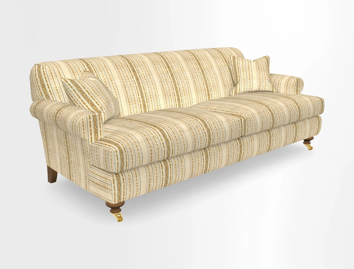 Hampton 3 Seater Sofa in V&A Threads of India Opulent Velvets Regal Poppy Chalk