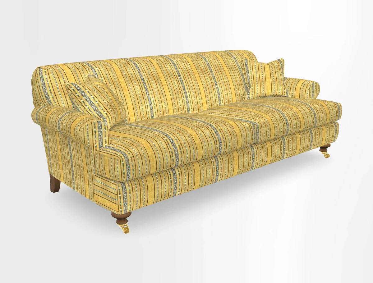 Hampton 3 Seater Sofa in V&A Threads of India Opulent Velvets Regal Poppy Chalk