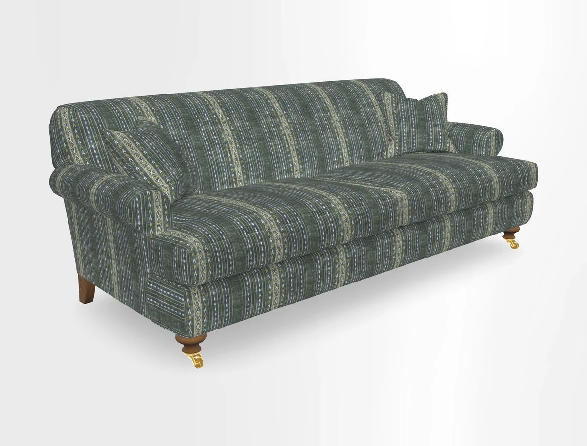 Hampton 3 Seater Sofa in V&A Threads of India Opulent Velvets Regal Poppy Chalk