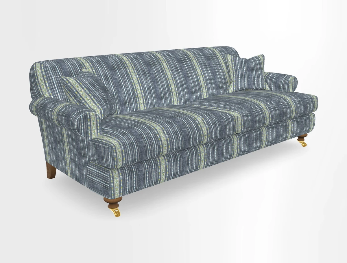 Hampton 3 Seater Sofa in V&A Threads of India Opulent Velvets Regal Poppy Chalk