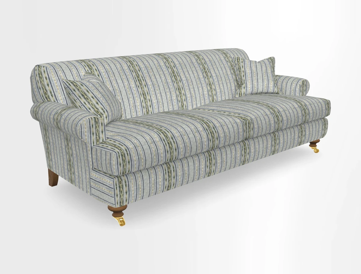 Hampton 3 Seater Sofa in V&A Threads of India Opulent Velvets Regal Poppy Chalk
